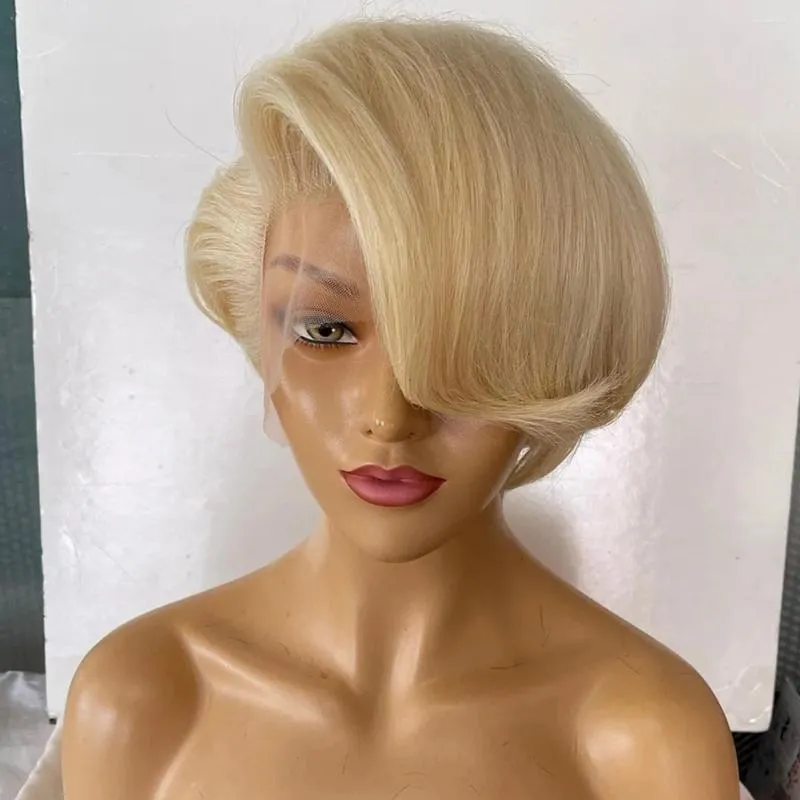 Blond koronkowe peruki czołowe dziewicze ludzkie włosy rozstanie dla kobiet