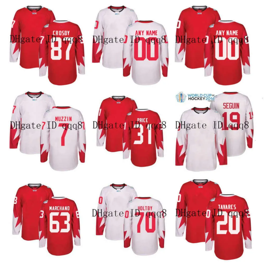 Maillots d'équipe Canada Coupe du monde WCH 87 Sidney Crosby 91 John Tavares 19 Jonathan Toews 31 CAREY PRICE 88 Brent Burn 37 Patrice Bergeron Rouge rare