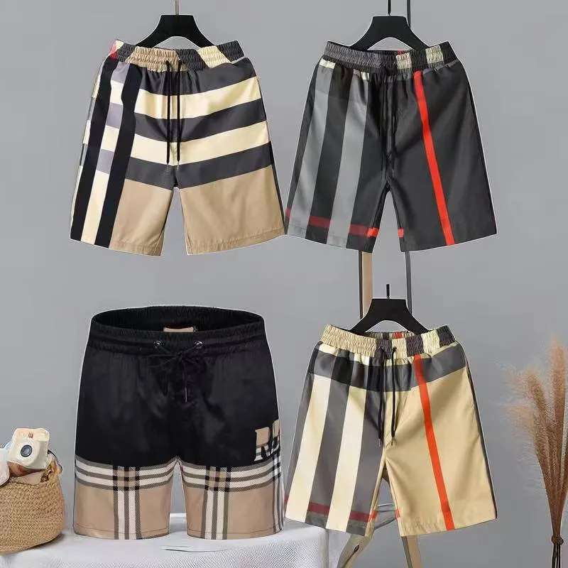 Men's and Women's Designer Plaid Striped Shorts Summer Fashion Streetwear Quick-drying Swimwear Printed Board Beach Pants Asia Size M-3XL