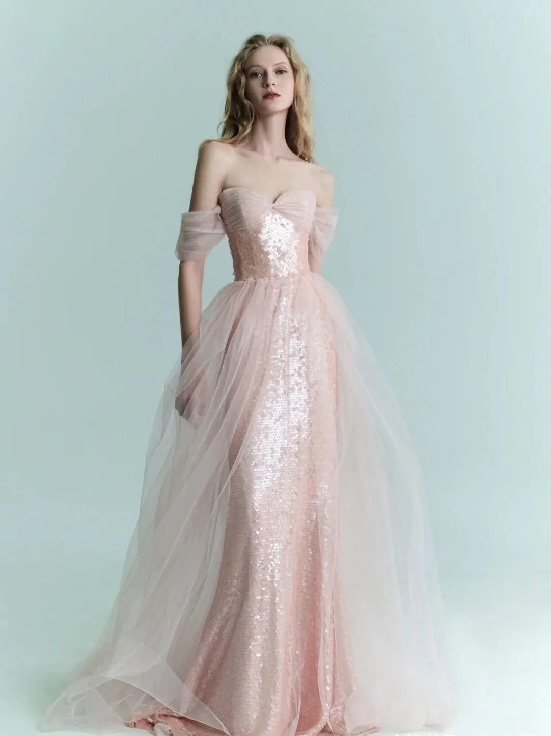 white christmas dresses Zapaka Women White Chiffon A-Line Sweep Train Wedding Dress with Lace Off The Shoulder Half Sleeves Bridal Dress, White / US12 main image 0