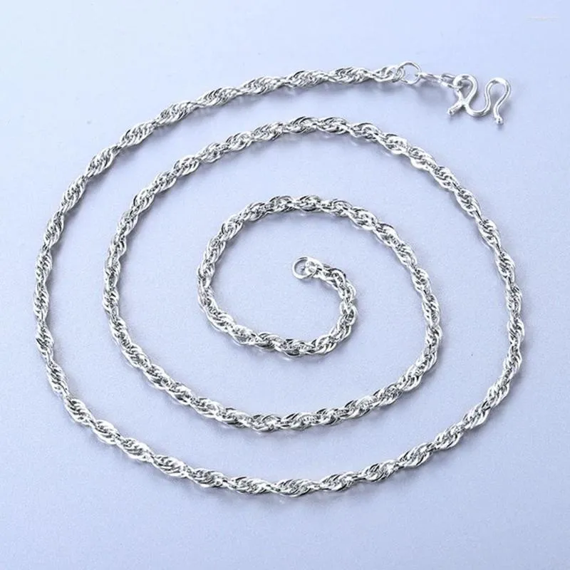 Pendentifs Collier en argent pur 999 pour femmes et hommes, chaîne de pull à maillons torsadés de 3mm, 45-80cm