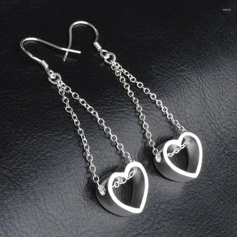 Boucles d'oreilles pendantes en argent Sterling 925, charmantes en forme de cœur, longues, bijoux de fiançailles, de mariage, cadeaux de fête, vente en gros