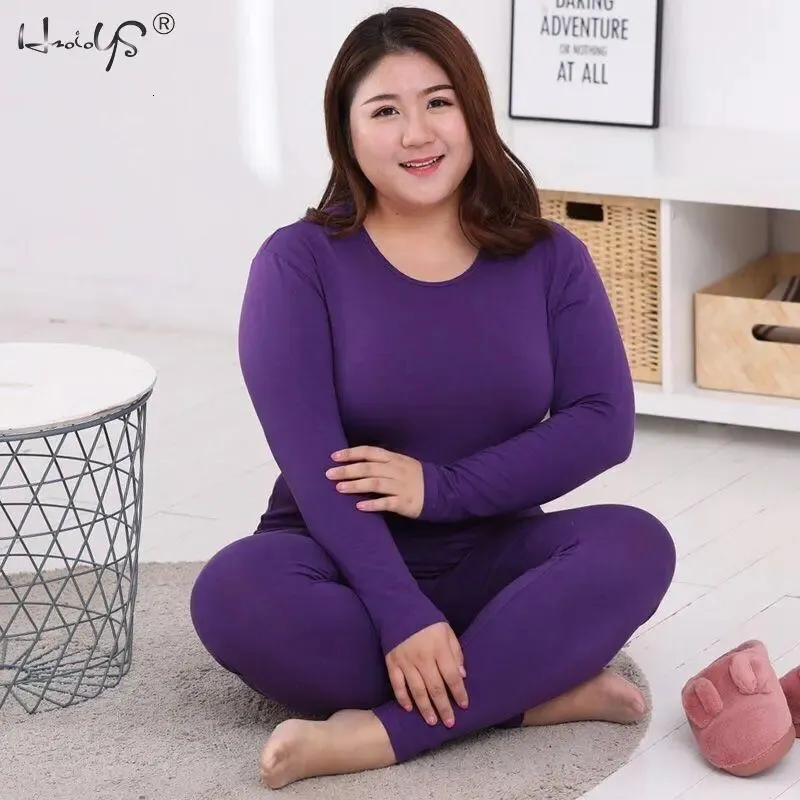 Sexy Plus Size Thermal Underwear Set For Women M 5XL Warm Lunya