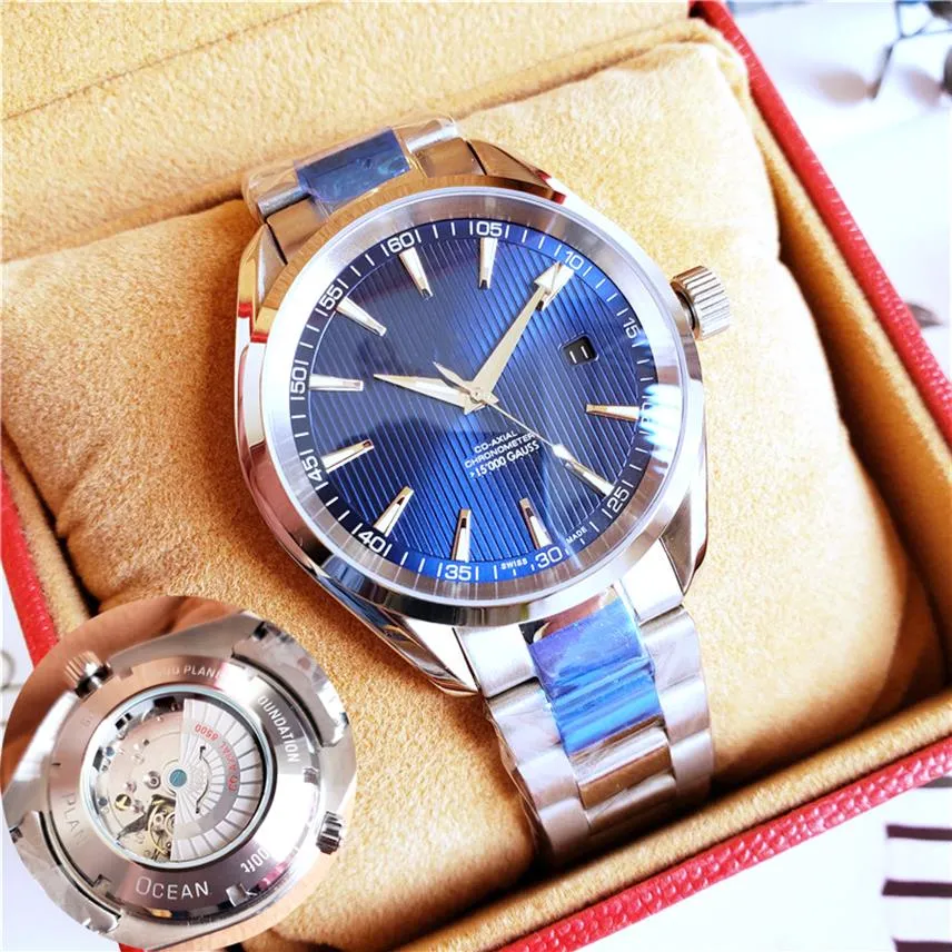 Men Watches Aqua Automatische beweging Terra Mechanical Watch 8500 39mm Case Sapphire roestvrijstalen riem heldere rug zwemwater230w