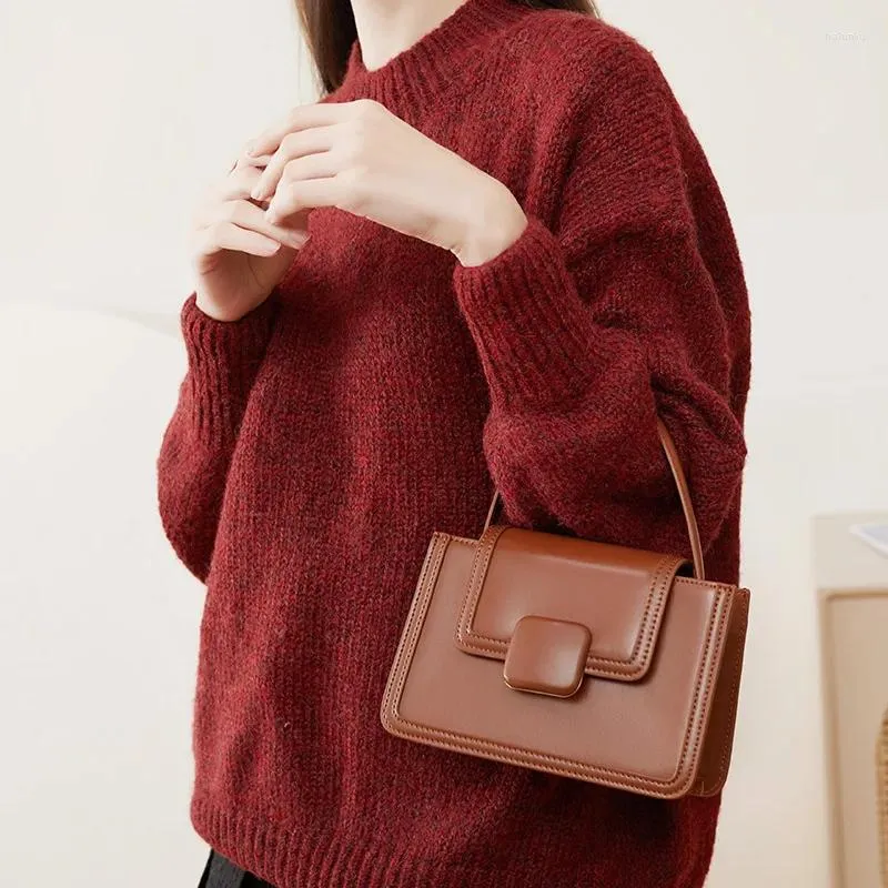 Evening Bags Senior Students' Cow Hide Leather Cross Body Bag Cute Luxury Shoulder Small Texture Women's Real Handbag Female