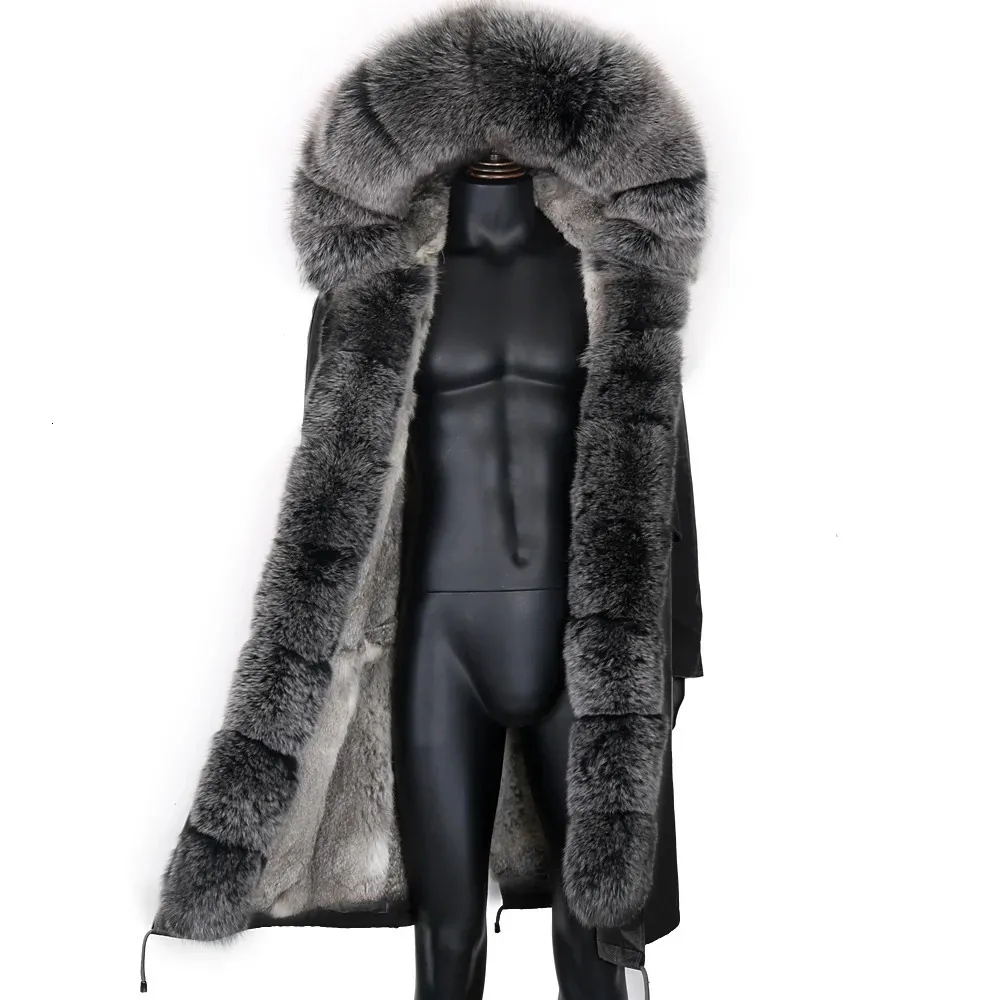 Men's Fur Faux Fur Winter X-Long Gray Natural Real Fox Fur Jacket Coats Men Fashion Real Fur Coat Long Parkas Winter Black Parka Removable 231122