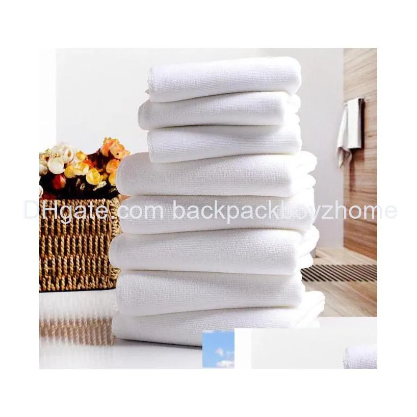 Towel White El Towels Soft Microfiber Fabric Face Home Cleaning Bathroom Hand Hair Bath Beach Drop Delivery Garden Textiles Ot09G