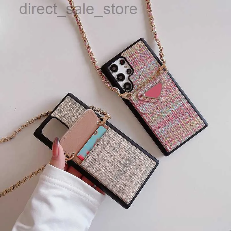 مصمم أزياء الحالات الهاتفية لـ Samsung S20 S21 S22 S23 Plus Note 20 Ultra 5G Chain Crossbody Handbags Holders Case Holders Mobilets