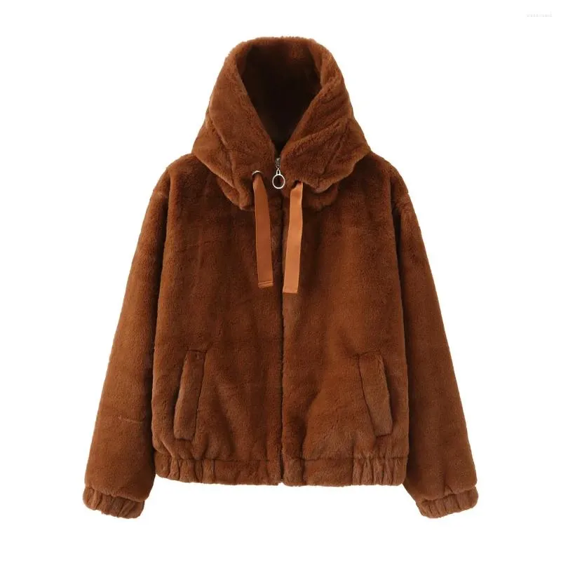 Trench da donna Giacche invernali per donna 2023 Cappuccio in pile Cappotto caldo e freddo Nero Marrone Piumino allentato Abbigliamento Corto Parka Abrigo