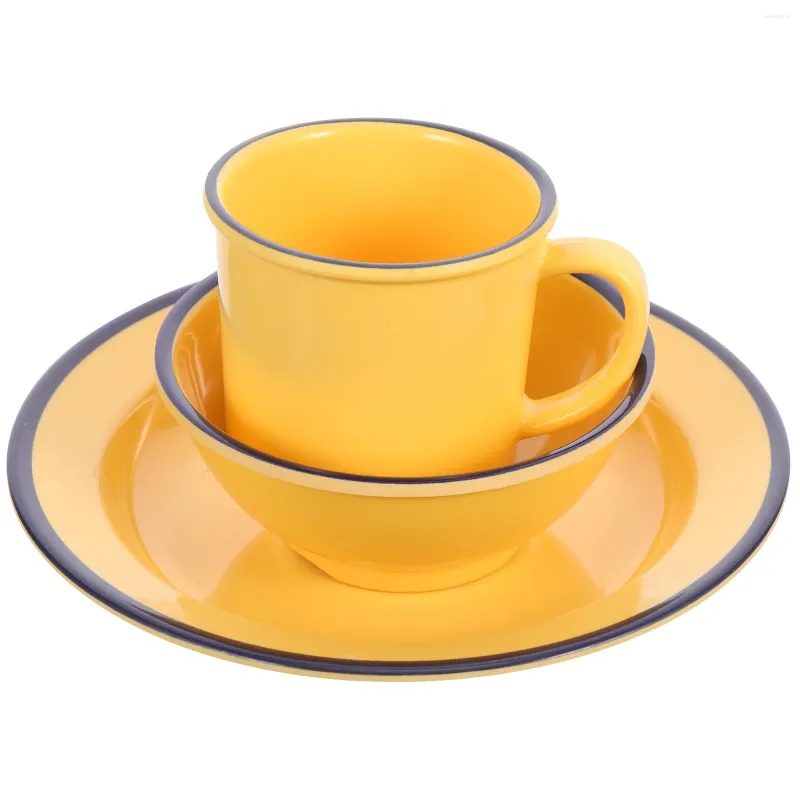 Dinnerware Sets Dish Cup Set Kitchen Bowl Plate Decorate Home Drinking Tea Melamine Retro Mug Decorative