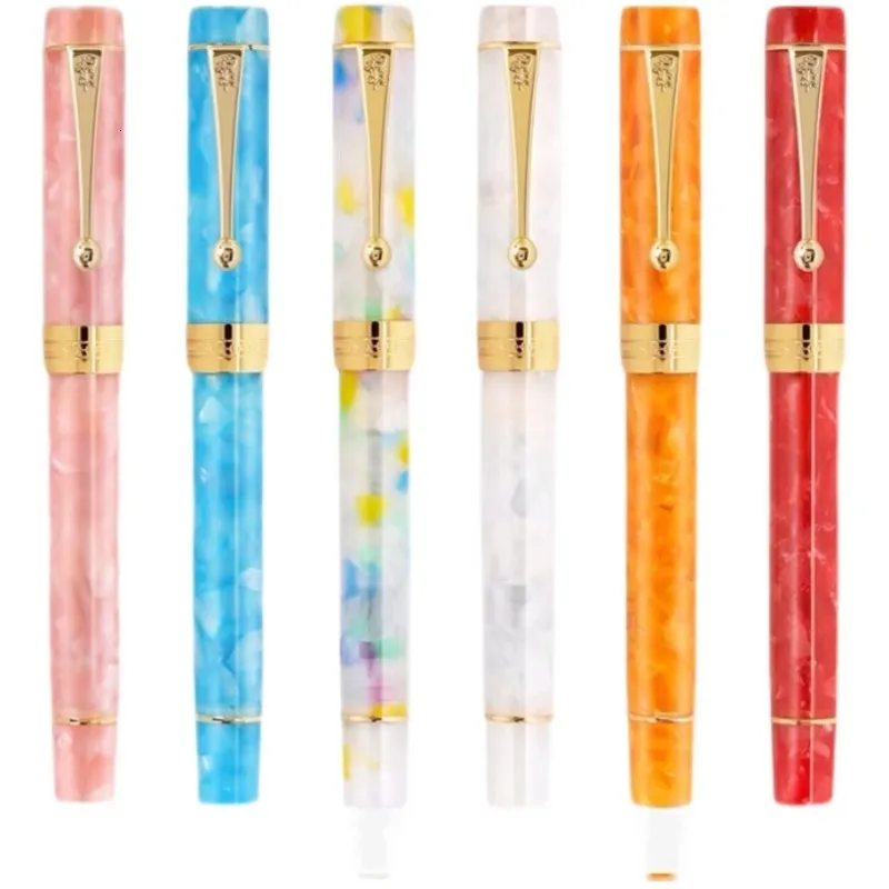 Fountain Pens Jinhao 100 Centennial Resin Fountain Pen Iridum EF/F/M/Bent NIB مع محول مكتب مقطع ذهبي/فضي كتابةً Pen 230421