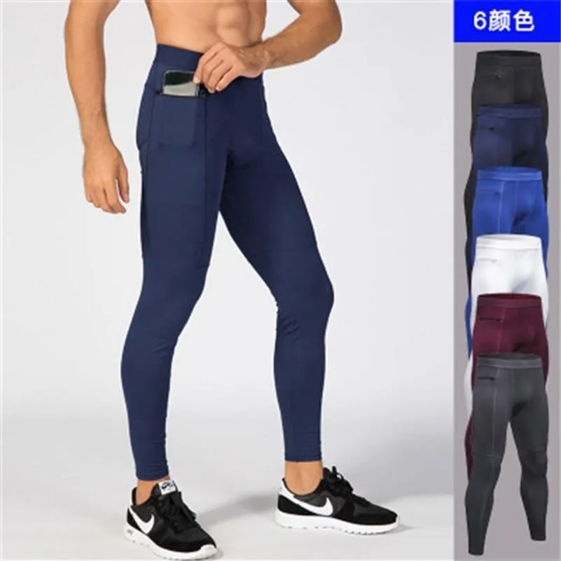 Running Tights Pants Zip Pocket Fitness Byxor Män Athletic Sports Legings Compression Pants Wintergear Base Layer Botts188H