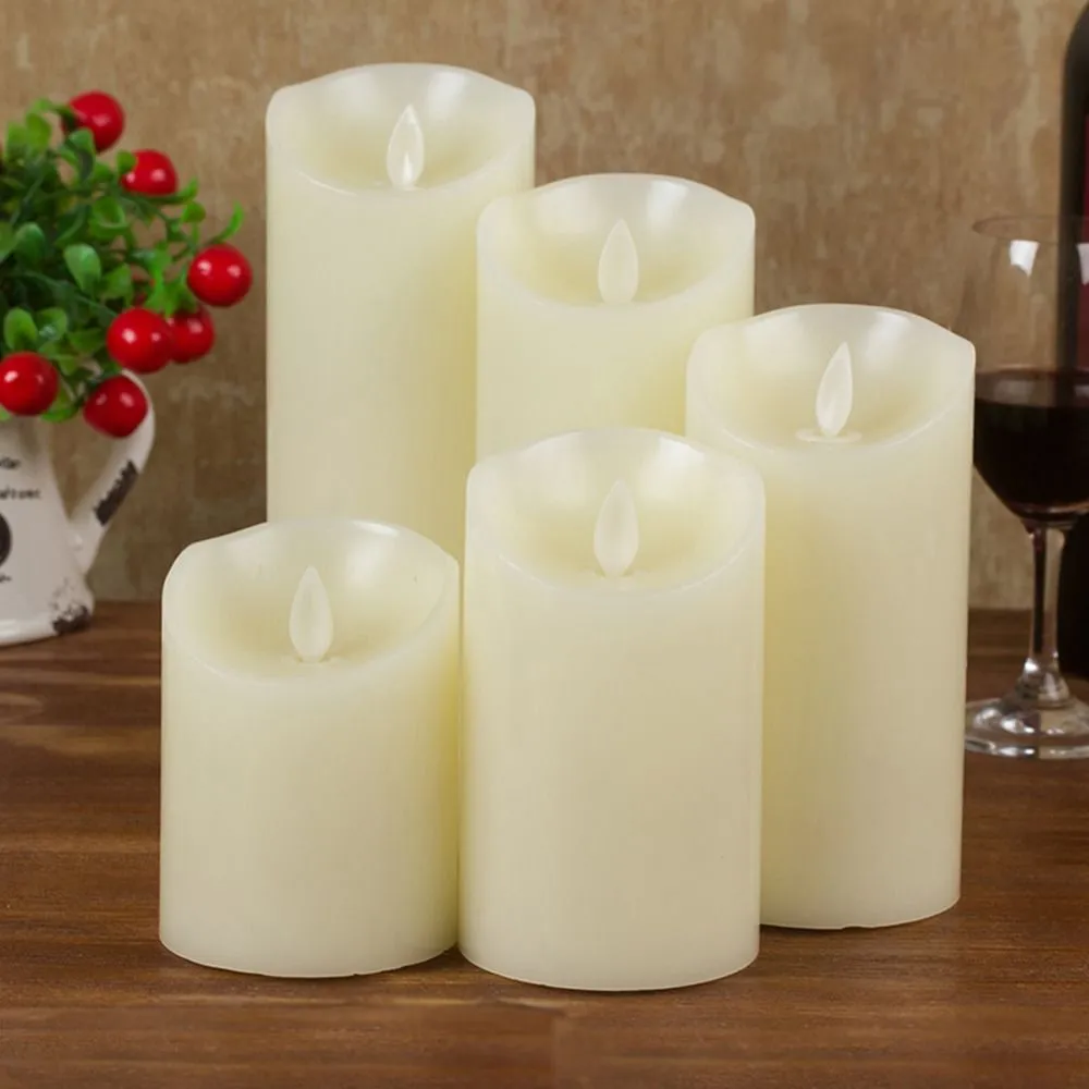 3pcs 1 set Candles Lights LED Flameless Candles Light Smooth Flickering Candle Light Battery Operated for Home Wedding Decor