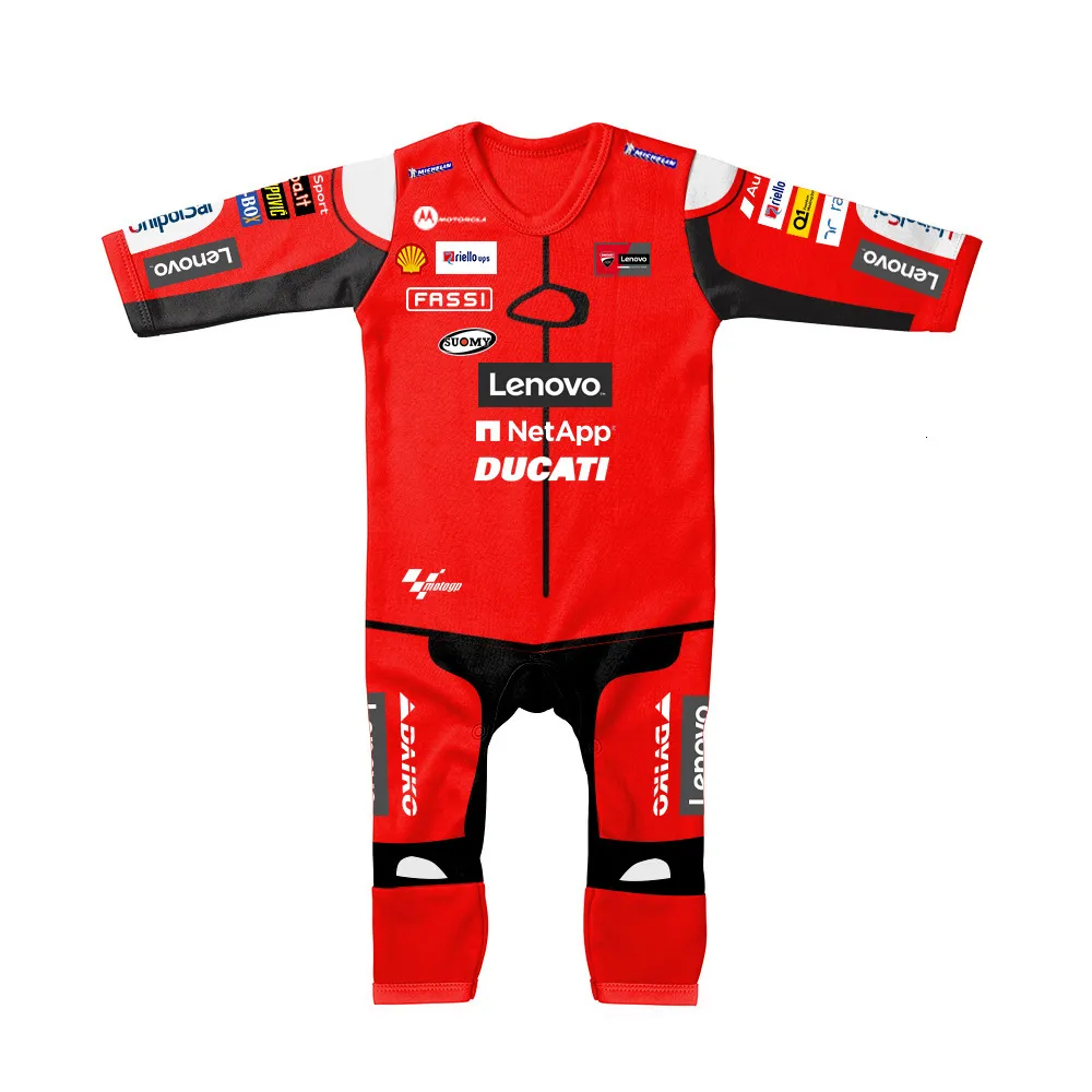 Rompers Jumpsuit Moto GP Commemorative Racing Motorcykelpojkflicka Baby utomhus Kärlek Klättringskläder 230421