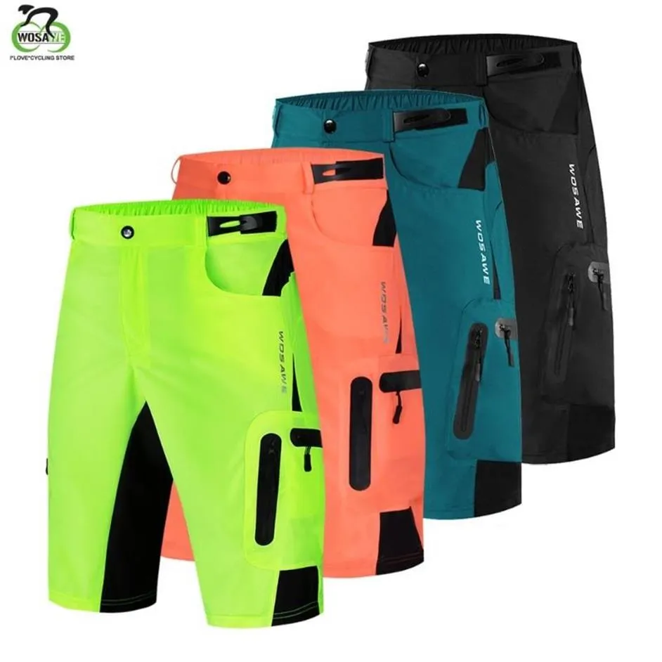 Wosawe Men's MTB Shorts Outdoor Motocross Bike Kort byxa andas Löst passform för att köra cykelcykel shorts ciclismo330b