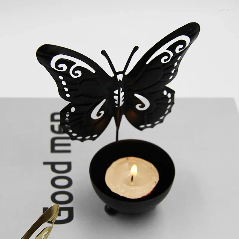 양초 홀더 독특한 나비 홀더 홈 장식 공예 현대 간단한 거실 탁상 장식 장식 금속 촛대 액세서리
