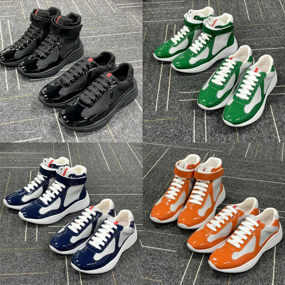 Designer Casual Schoenen Americas Cup Xl Sneakers Heren Dames Lage Hoge Top Lakleer Platte Trainers Zwart Mesh Veterschoenen Runner Sportschoenen Met Doos NO53