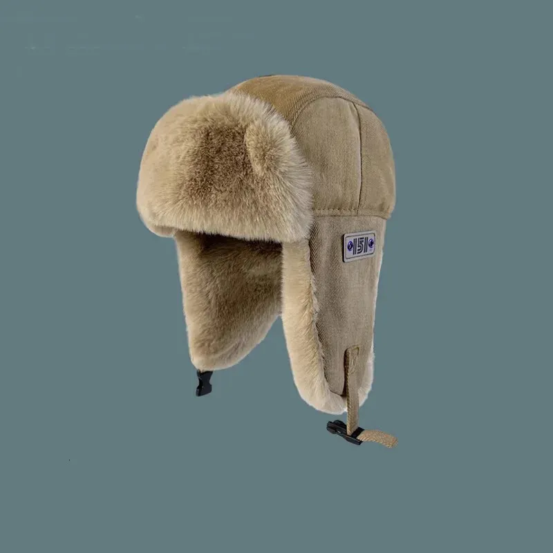 Beanieskull Caps Pilot Winter Hat Outdoor Russian Womens Fashion Laveling Mens Warm Bomber Trapper Ushanka Plush Thickened 231122