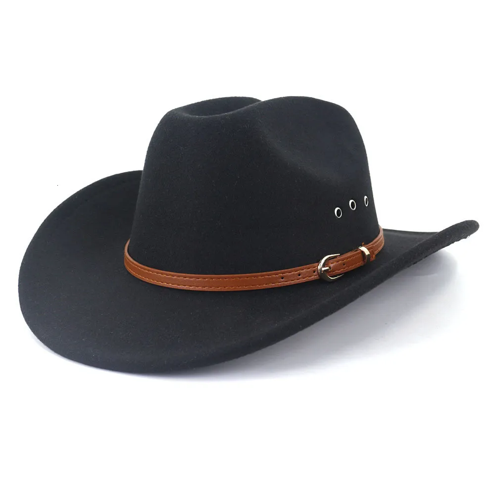 Wide Brim Hats Bucket Vintage Western Damen Cowboyhut für Herren Jazz Cap mit Ledergürtel Sombrero Cowgirl Hüte Gentleman 230421