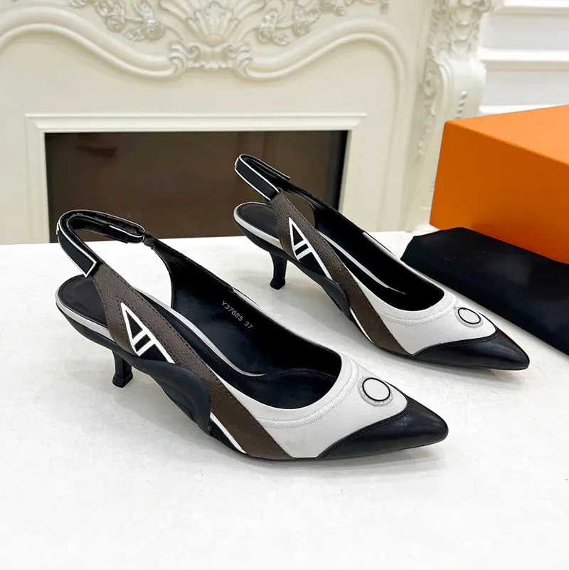 Woman Slingback Heel Shoes Kitten-heel Loafer Designer Pump Black Heels Sandal Ballet Flat Dress Shoe Pointed Toe Wedding Lady