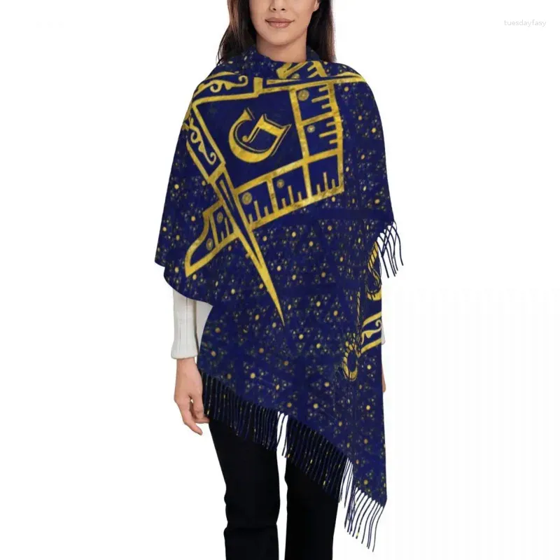 Ethnic Clothing Freemasonry Symbol Tassel Scarf Women Soft Masonic Shawls Wraps Ladies Winter Scarves
