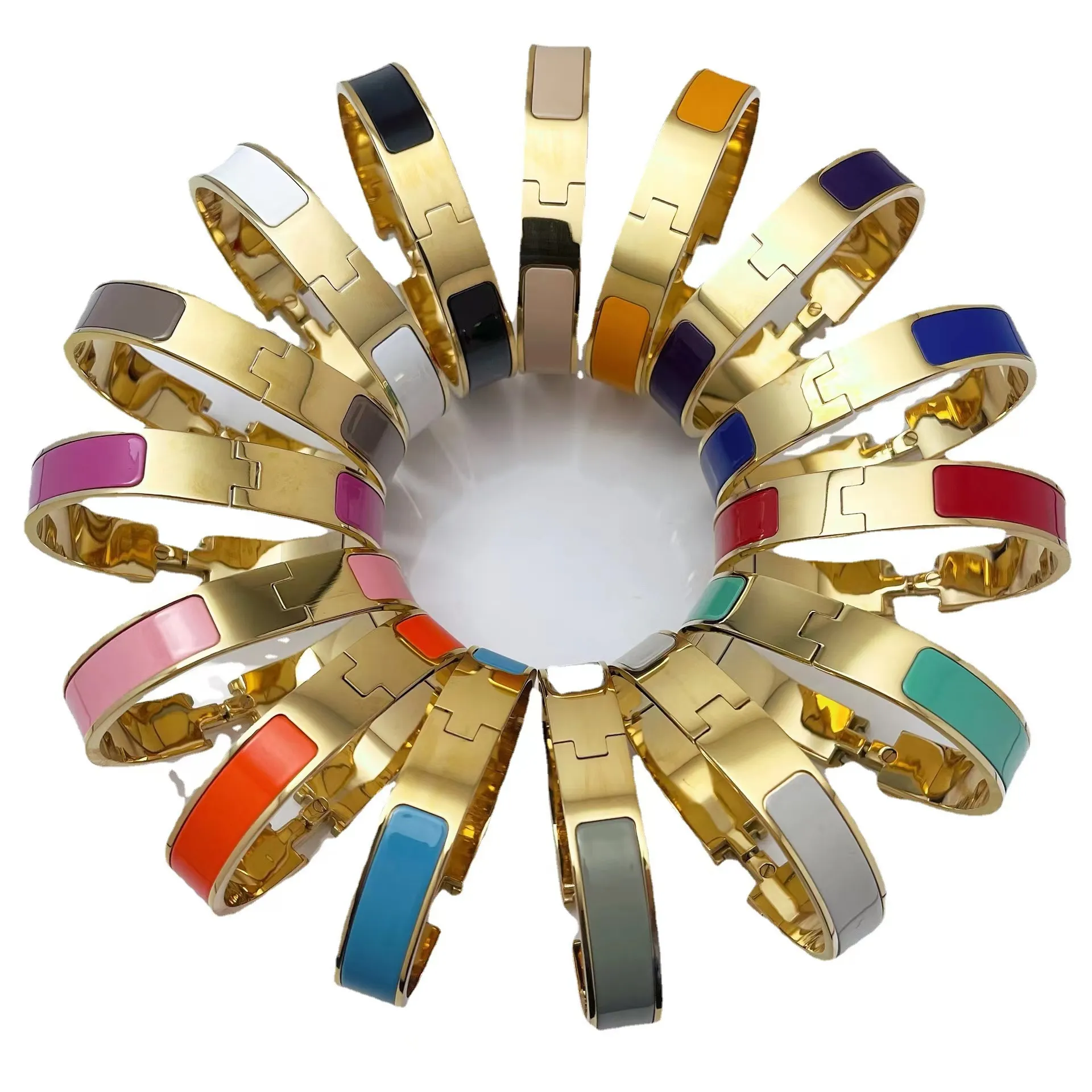Bracelet classique en acier titane 316L pour femmes et hommes, manchette de marque classique de 12mm de large, à la mode, bijoux de haute qualité