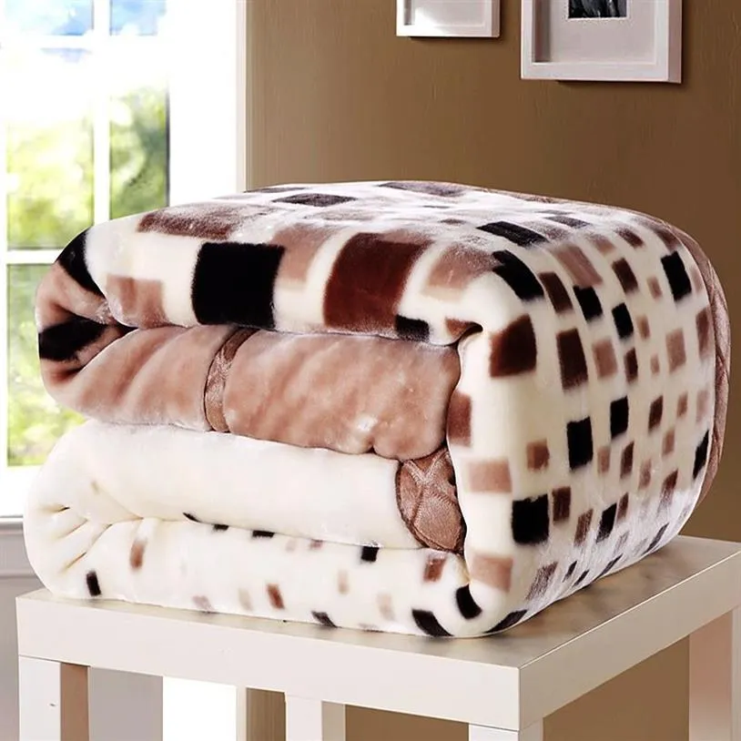 Soft Winter Quilt Blanket Printed Raschel Mink Throw Twin Queen Size Single Double Bed Fluffy Warm Fat Thick Blankets3604