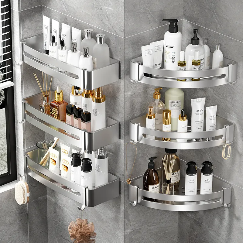 Bathroom Glass Shelf Aluminum Black Shower Shelf Extra Thick Tempered Glass Rectangular 1 Tier - View #6