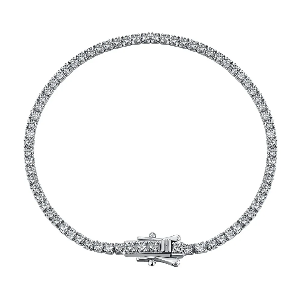 100％S925スターリングシルバーテニスチェーンブレスレット2mm 3mm 4mm