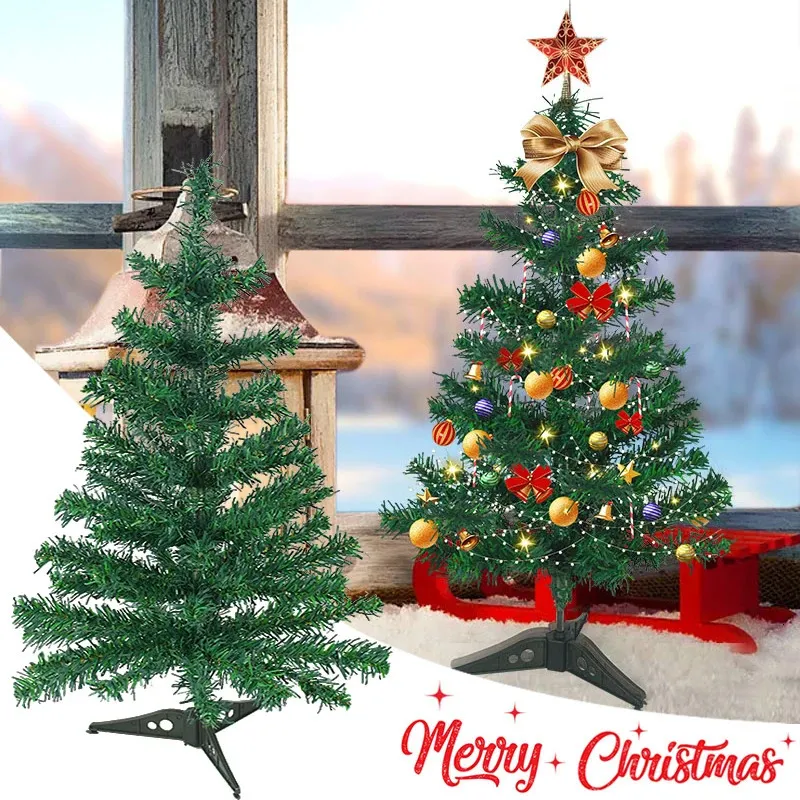 Decorações de Natal 24 polegadas Mini Árvore de Natal Artificial Xmas Decoração de mesa para casa Noel Navidad Ornamentos Ano Crianças Presentes DIY Craft 231121