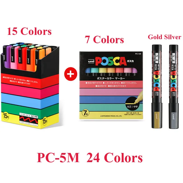 28 Colors Set Uni Posca PC-5M Markers Child Friendly Paint Pens Acrylic  Marker Art Drawing DIY Crafts for Kids Children Daughter