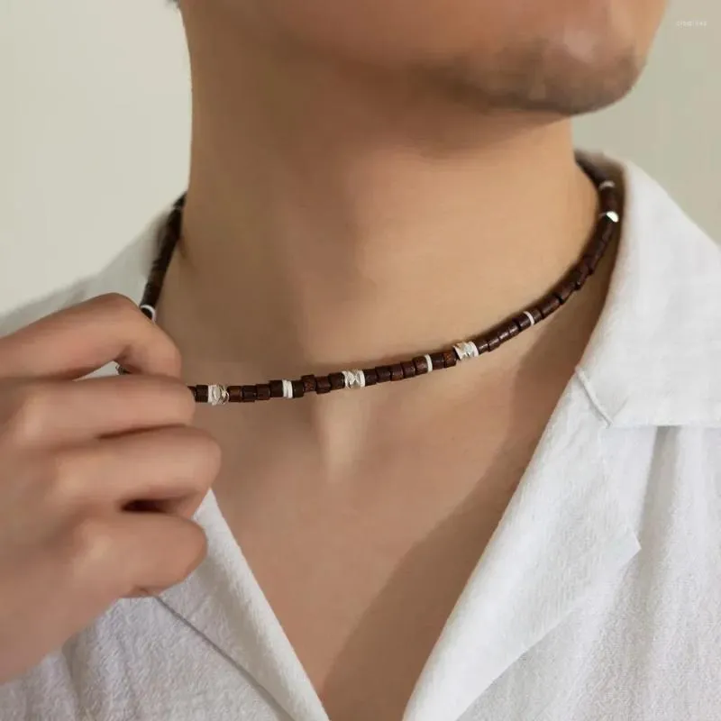 Hanger Kettingen Persoonlijkheid Ontwerp Houten Kraal Keten Van Sleutelbeen Voor Mannen Boho Senior Keramiek Acryl Choker Ketting Vrouwen Sieraden