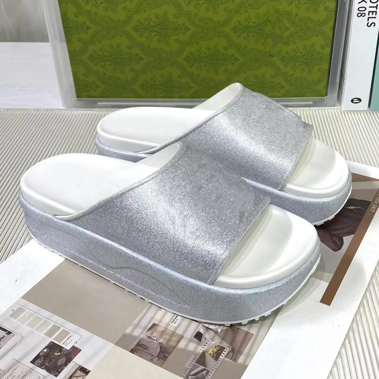 luxury slippers slide brand designers Women Ladies Hollow Platform Sandals made of transparent materials fashionable sexy lovely sunny beach woman shoes slippers