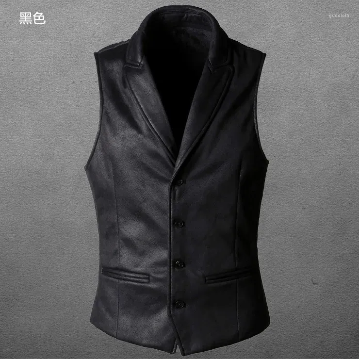 Men's Vests Explosive Autumn And Winter Foreign Trade Suede Fashion Lapel Single-breasted Slim Waistcoat