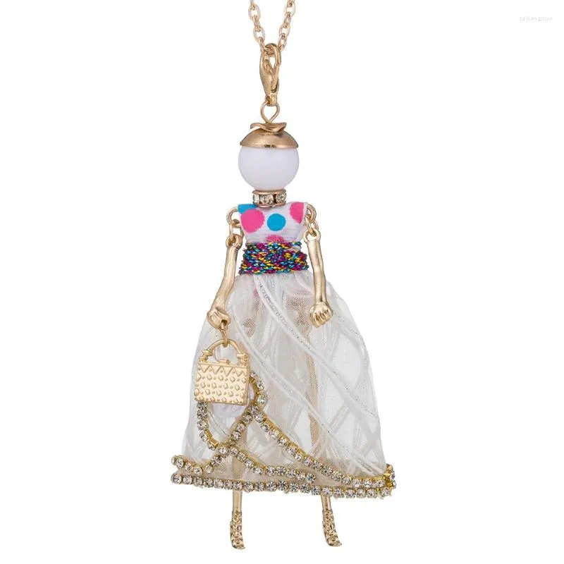 Pendant Necklaces Long Chains Doll Necklace Big Choker Crystal Lovely Dress Charm Jewelry Women Fashion Wholesale Christmas Gift