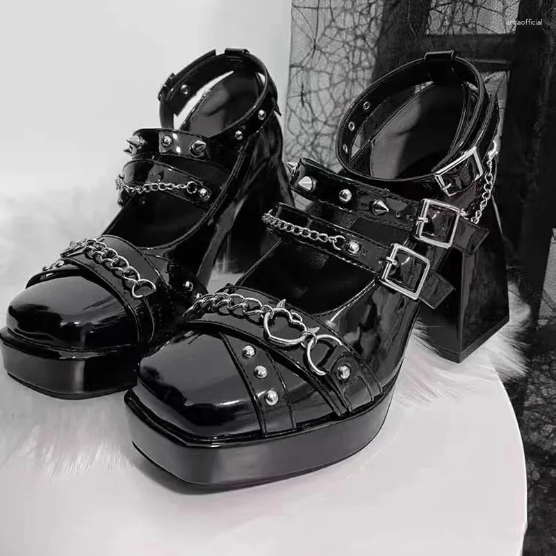 Klädskor 2023 Plattform Mary Jane Sandals Women's Elegant Party Gothic Woman Sexy High Heels Stripper Rock med Kabuki Club