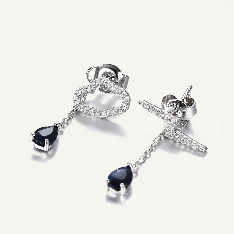 Stud Earrings GEM'S BALLET Women Design Silver Needles Tassels Diffusion Sapphire Eardrop Exquisite Dangle Fine Jewelry