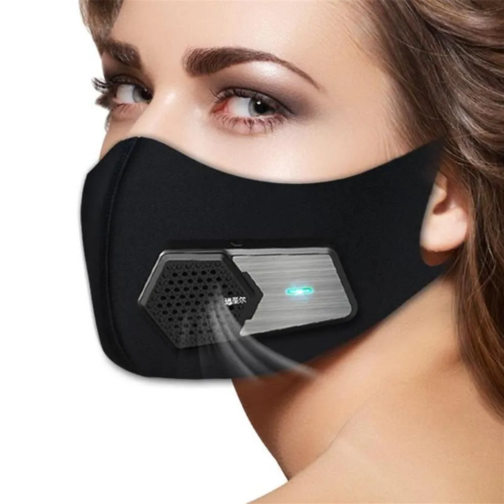 Cotton Face Maskswashable och återanvändbar smart elektrisk luft respirator Facemask Fashion Black Cloth Face Maske For Germ Protection255J