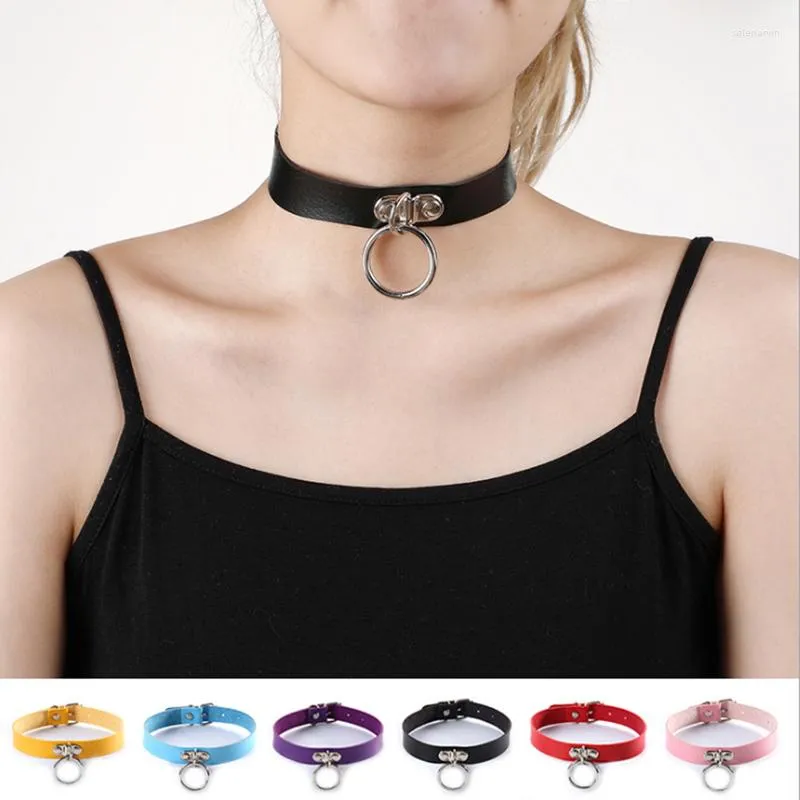 Ketens punk gotische riem choker kettingen voor vrouwen lederen kraag gothround sexy meisje ketting chockleer sieraden groothandel e25