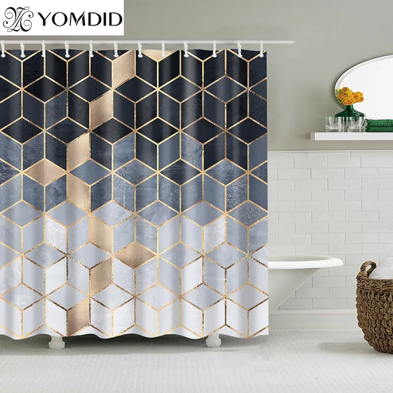 Tende da doccia YOMDID Modello in marmo Tenda da bagno Tenda serigrafata geometrica impermeabile per camera Regalo Navidad 230422