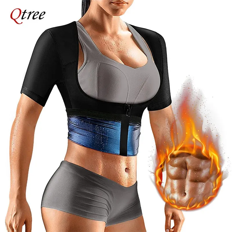 Trening Shaper qtree Shapewear dla kobiet utrata masy ciała Sauna Efekt Body Shaper Traist Trainer Ramię Smuj koszula kulturystyka Trimmer Pas 231121