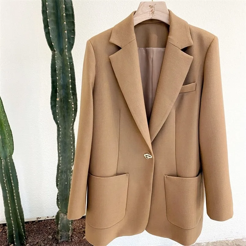 Women's Wool Blends Naizaiga 100 worsted wool camel black Haute Couture SINGLE One Button Jacket Women spring autumn coat female overcoat MX1 231121