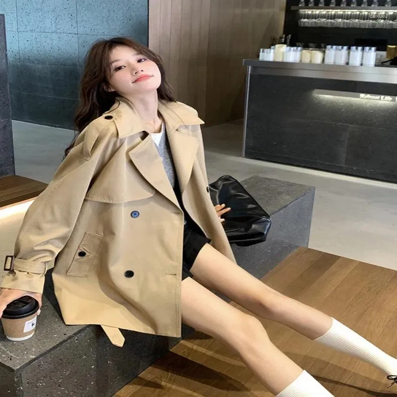 Women's Trench Coats High Sense British Style Mid-Length Coat Clothing 2023 Autumn Fashionable Small Lace-up Slimming
