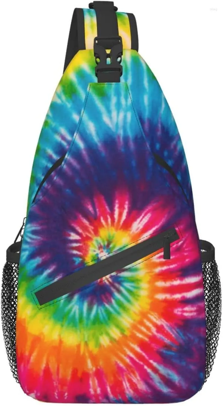 Backpack Tie Dye Large Capacity Crossbody Sling Bag With Adjustable Shoulder Strap For Hiking Travel Sport Climbing