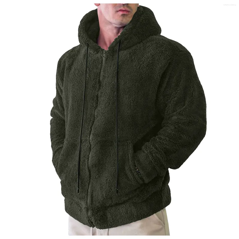 Men's Hoodies Mens Teddy Bear Fleece Coat Winter Autumn Warm Long Sleeve Jacket Fur Fluffy Hooded Outwear Jumper Windbreaker