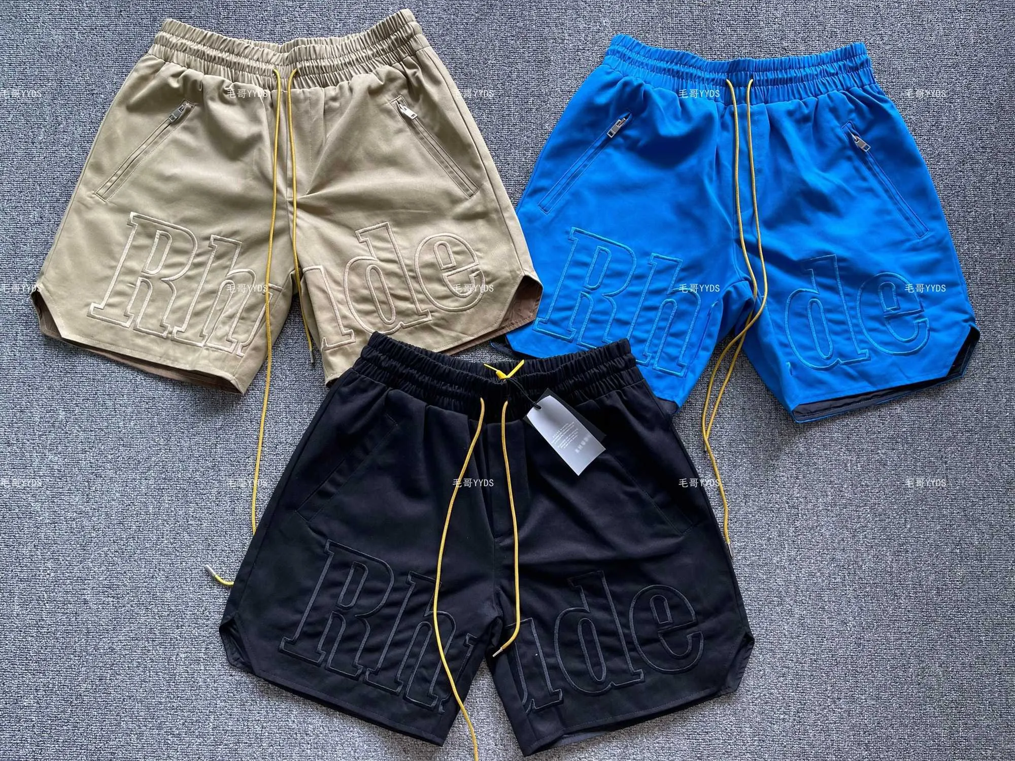 Designer Clothing Rhude Summer Letter Embroidered Zipper Drawstring Shorts Brand Sports Leisure Beach Couples Joggers Sportswear Beach fitness outdoor