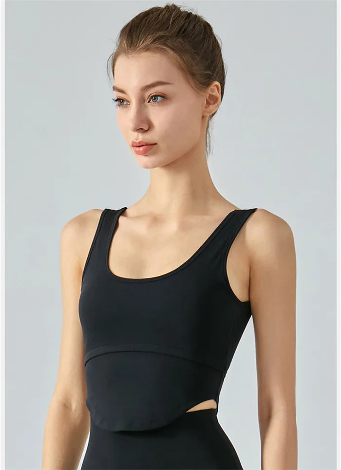 al Women Sports Bras Tops Cew Neck Fintness Tank Vest Skinfriendly Workout Breathble Blackless Quick Dry Top Female DSG369