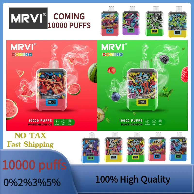 오리지널 MRVI 퍼프 10000 퍼프 바 퍼프 12000 전자 담배 미국 EU 무료 선박 일회용 vapes in stocks mesh coil 650 mah recharager 배터리