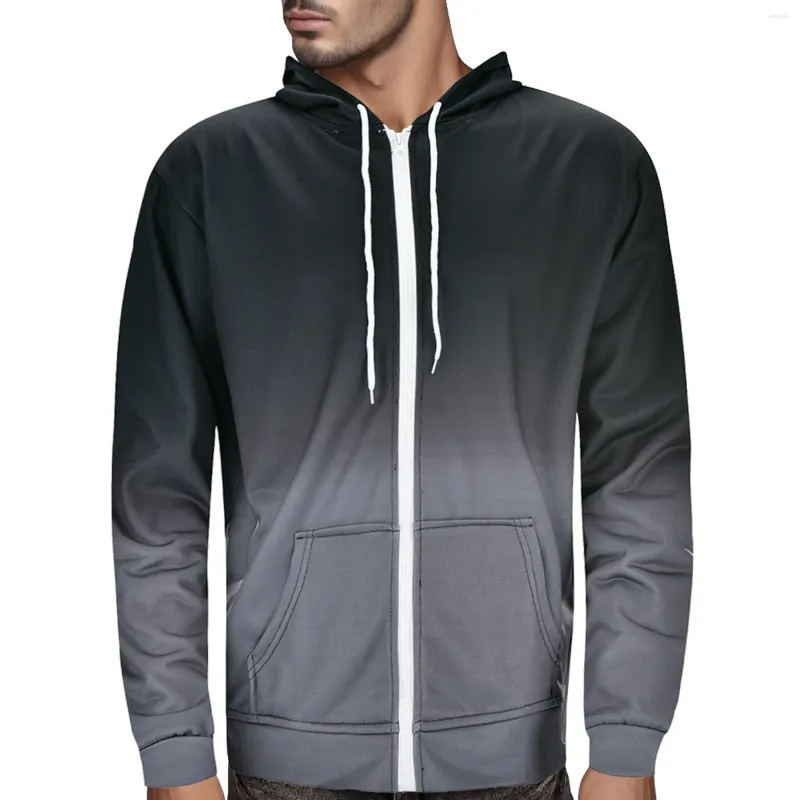 Męskie bluzy jesień mężczyźni jesień kolorowe zmieniające się 3D Hoodie Sportsing Dopasowanie Slim Fit z kapturem z kapturem z długim rękawem Top