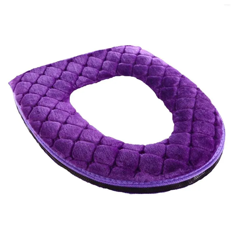 Fundas de asiento de inodoro Cremallera cálida Alfombrilla de baño Cojín Invierno Soft Closestool H Cover Violet